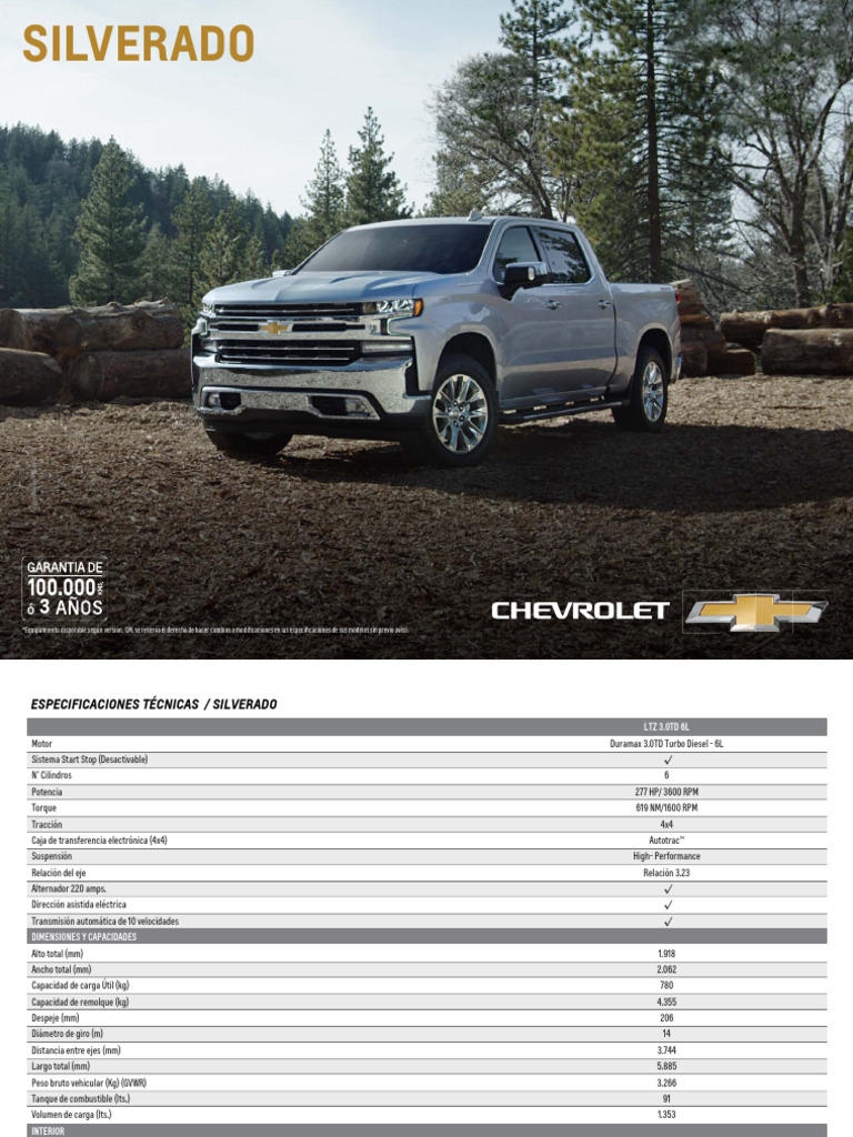 Ficha Tecnica Silverado Uy | PDF | Tracción en las cuatro ruedas ...