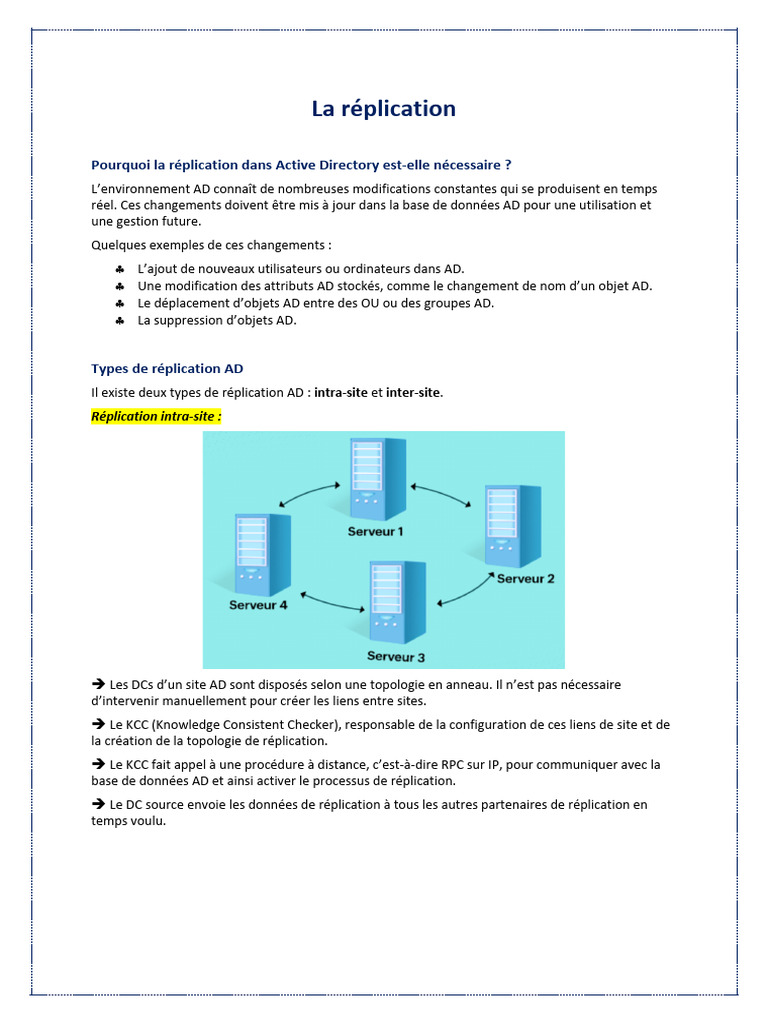 Réplication Active Directory expliquée | PDF | Active Directory ...