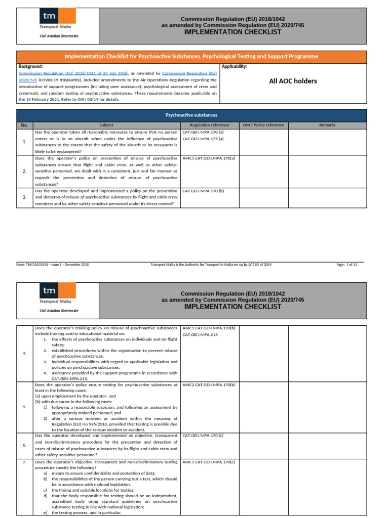 Implementation Checklist for AOC Holders | PDF | European Union ...
