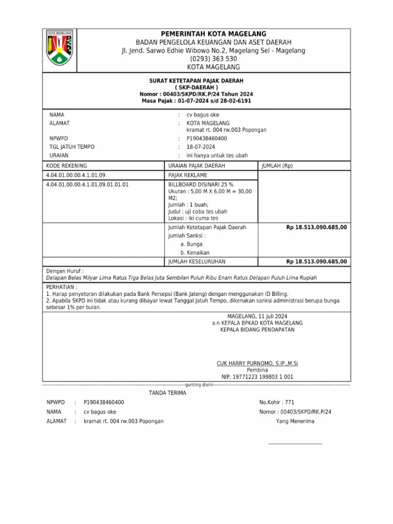 skpd reklame setelah ubah di verif | PDF