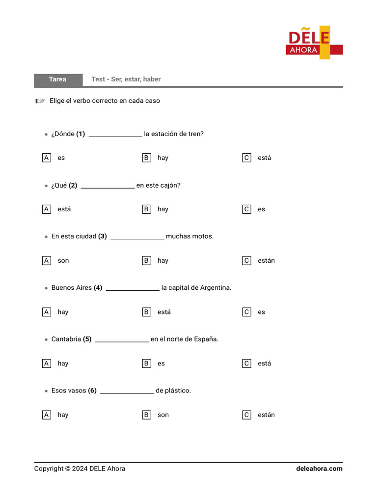 Test Ser Estar Haber | PDF