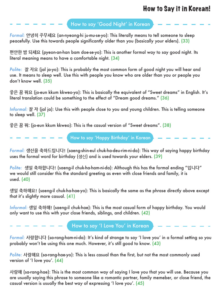 Day 2 Korean Phrases | PDF | Korean Language | Grammatical Gender