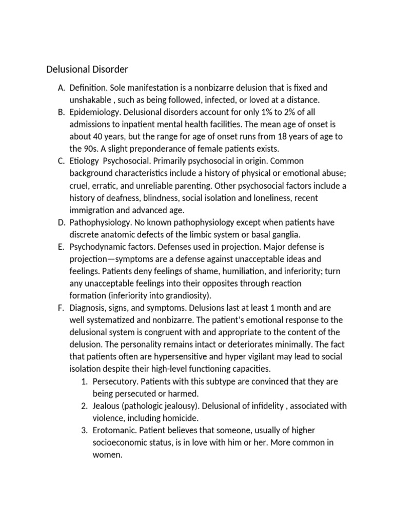 4.Delusional Disorders | PDF | Delusion | Mental Disorder