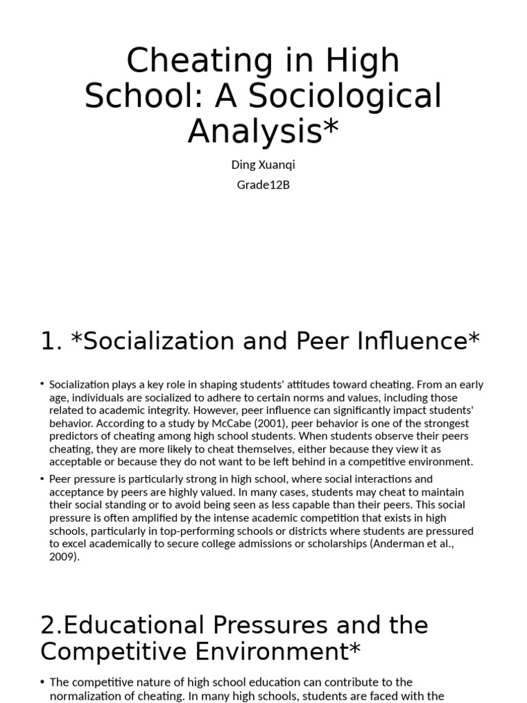 Cheating in High School | PDF | Academic Dishonesty | Socialization