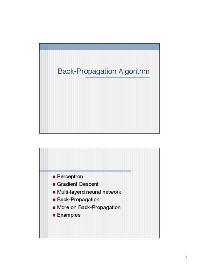 Back-Propagation in Neural Networks | PDF