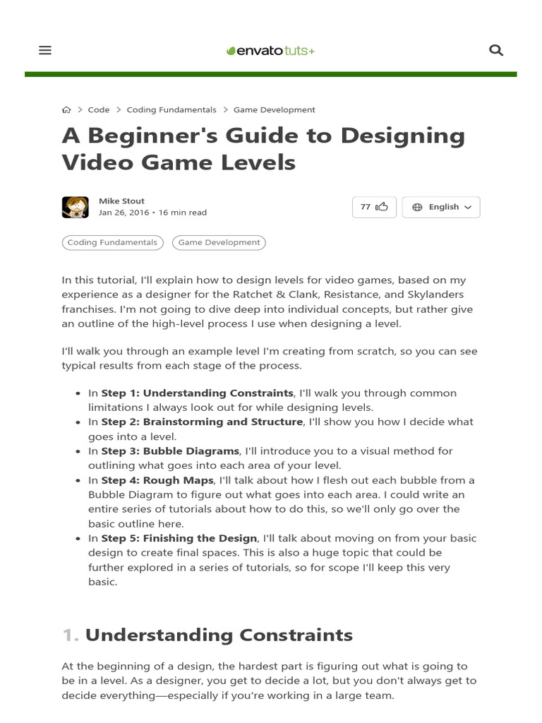 A Beginner's Guide To Designing Video Game Levels - Envato Tuts+ | PDF