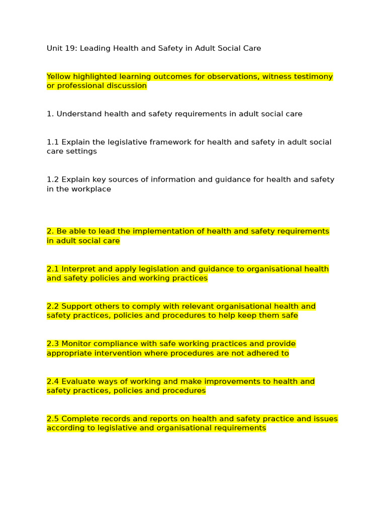 Leading Health and Safety in Social Care | PDF