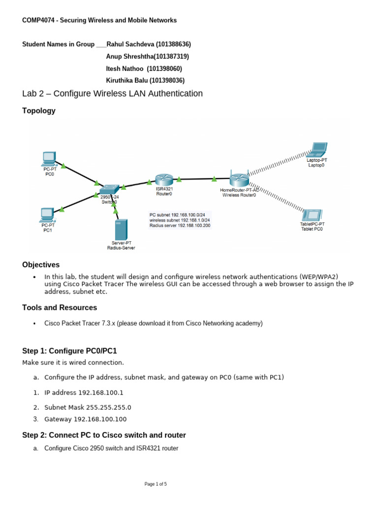 Lab 2 - Configuring wireless lan authentication___ | PDF