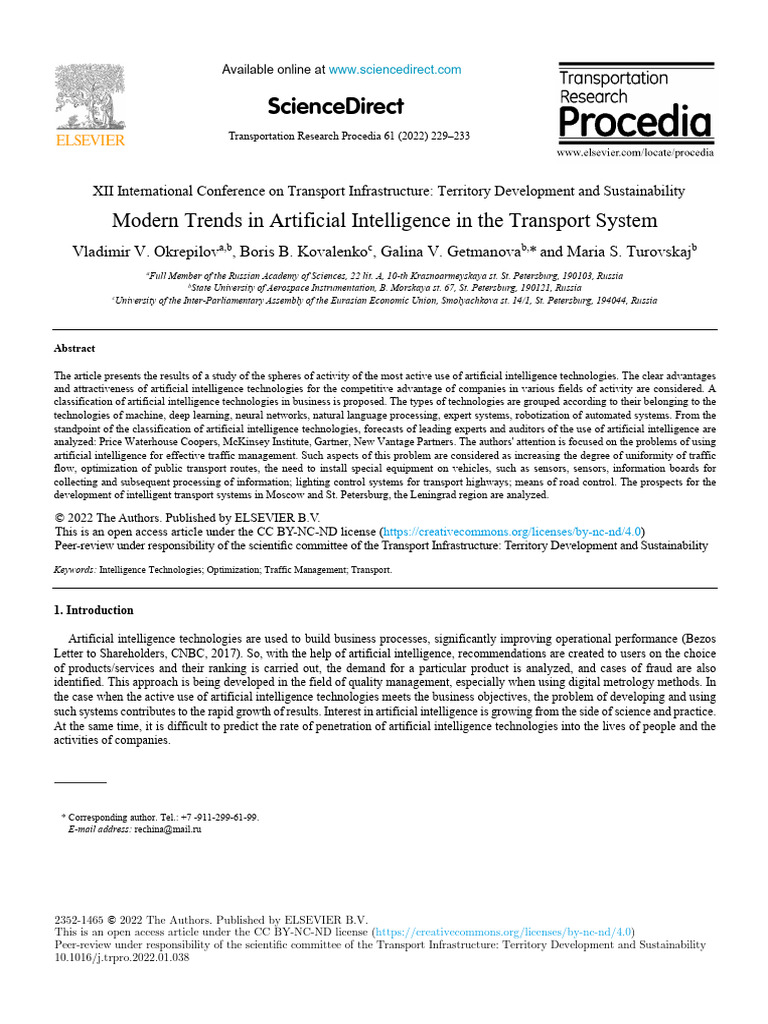AI in Traffic Management Optimization | PDF | Artificial Intelligence ...