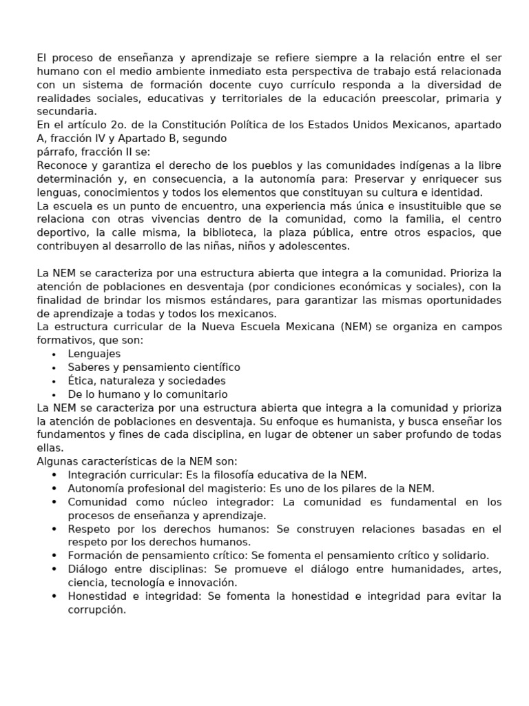 Estructura Curricular de la NEM | PDF | Enseñando | Plan de estudios