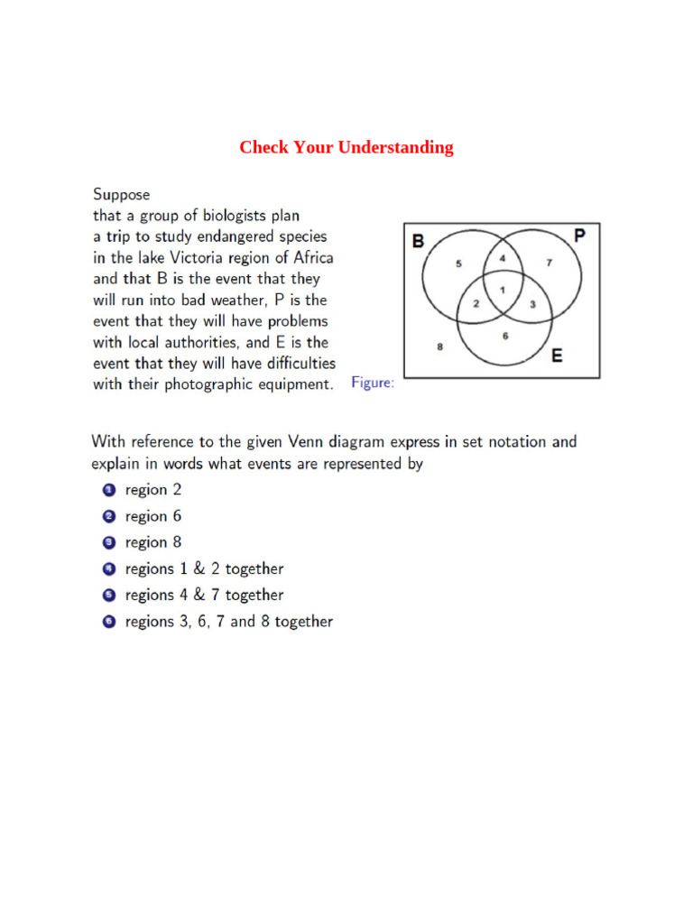 Venn Diagram - Check Your Understanding | PDF