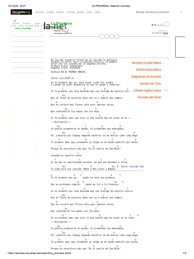 1 La Promesa Melendi Acordes Pdf