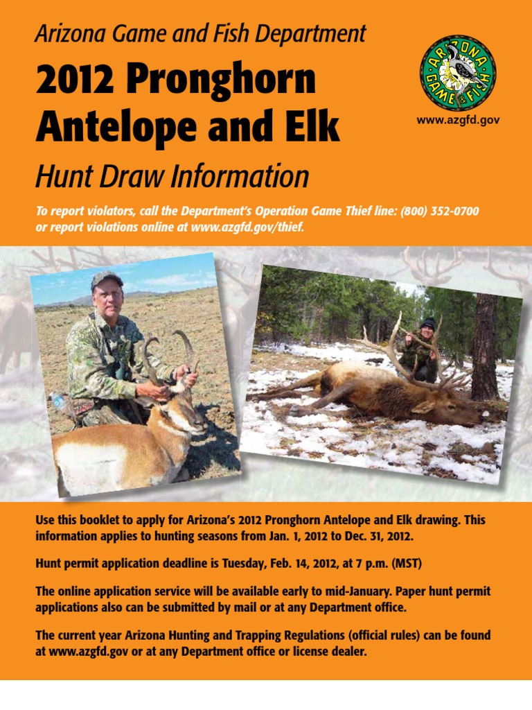 AZ 2012 Elk and Pronghorn Hunting Regs, PDF, Hunting