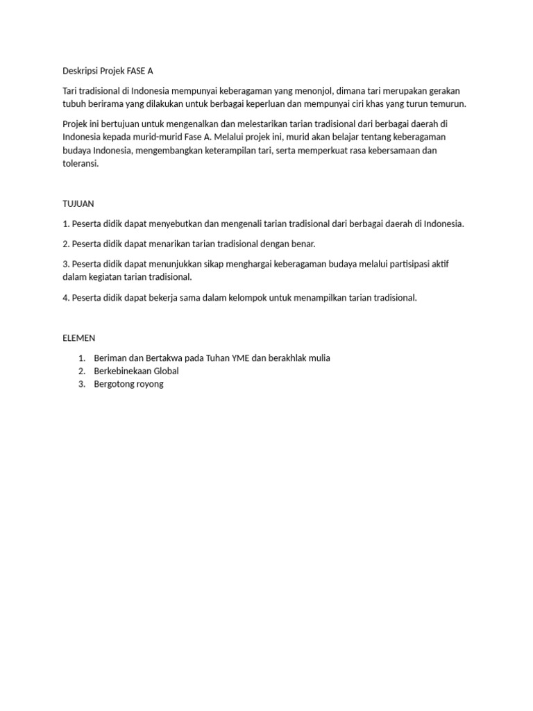 Deskripsi Projek FASE A | PDF