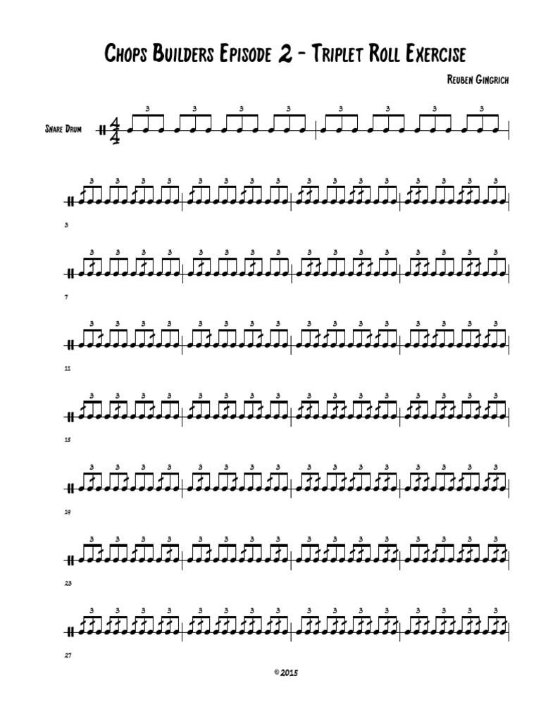 Chops Builders Episode 2 Triplet Roll Exercise | PDF