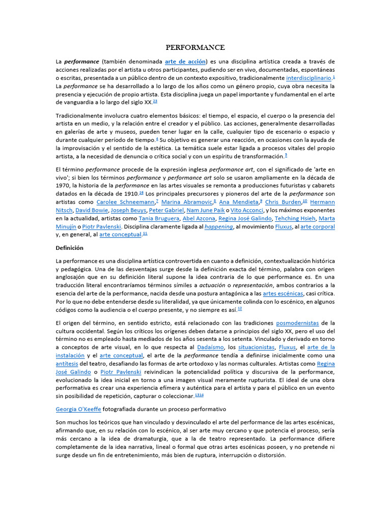 Definición y características de la performance | PDF | Arte de ...