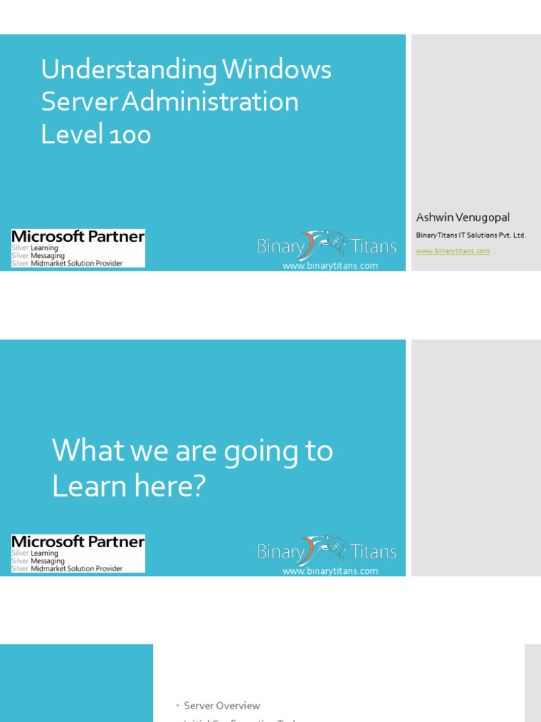 Understanding Windows Server Administration - Level 100 - Document ...