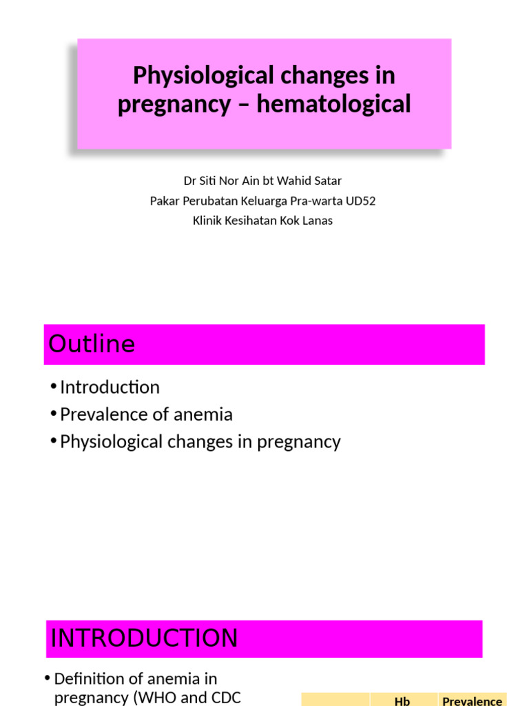 Hematological Changes in Pregnancy | PDF | Anemia | Medical Specialties