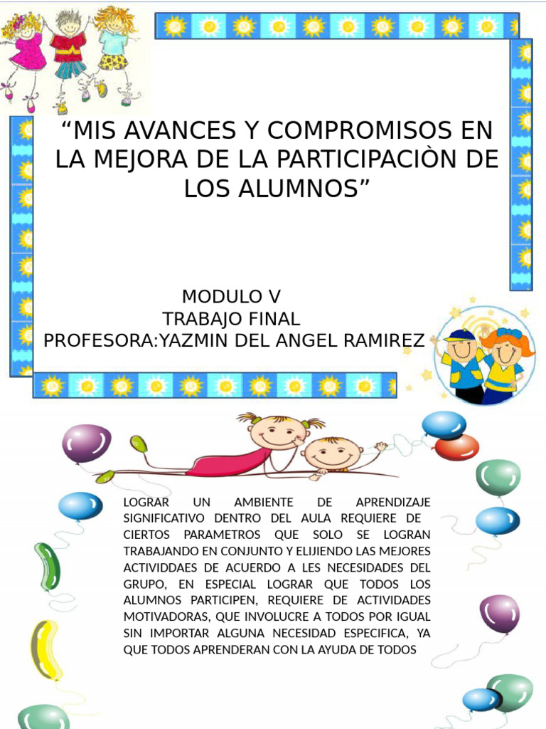 Trabajo Final Modulo V | PDF | Salón de clases | Evaluación