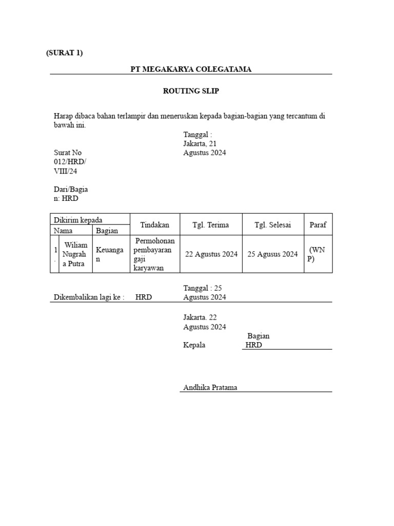 Tugas Routing Slip & Buku Ekspedisi Intern - Google Docs - TIARA ...