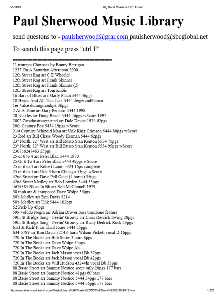 PaulSherwoodBig Band Charts in PDF Format | PDF | Jazz Musicians | Musicians