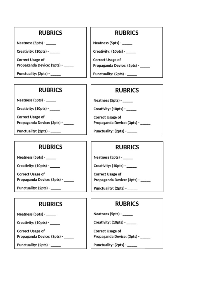 Rubrics Project in English | PDF
