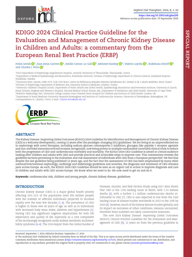 KDIGO 2024 CKD Guidelines Commentary | PDF | Chronic Kidney Disease ...