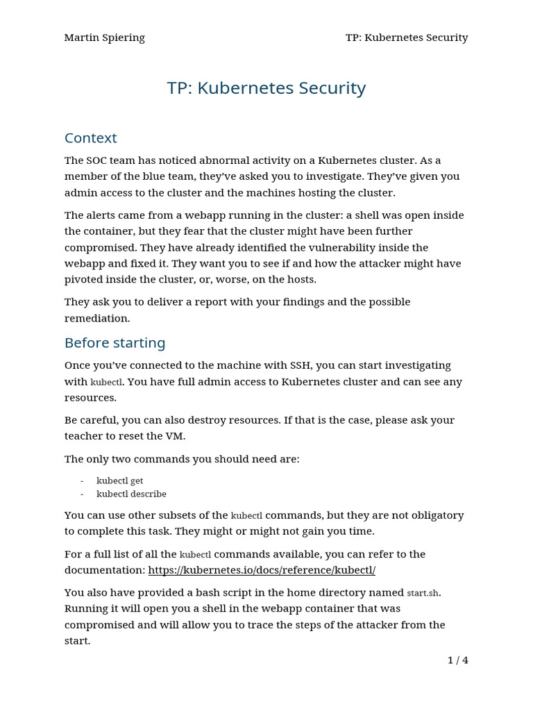 Kubernetes Security Investigation Guide | PDF | Computer Science ...
