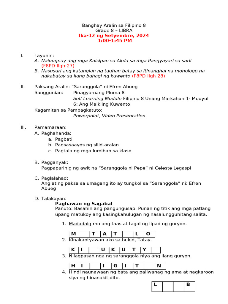 Lesson Plan Maikling Kuwento | PDF