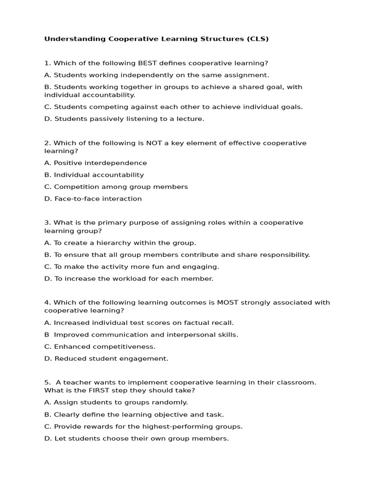 Questions CLS | PDF | Learning | Cognition
