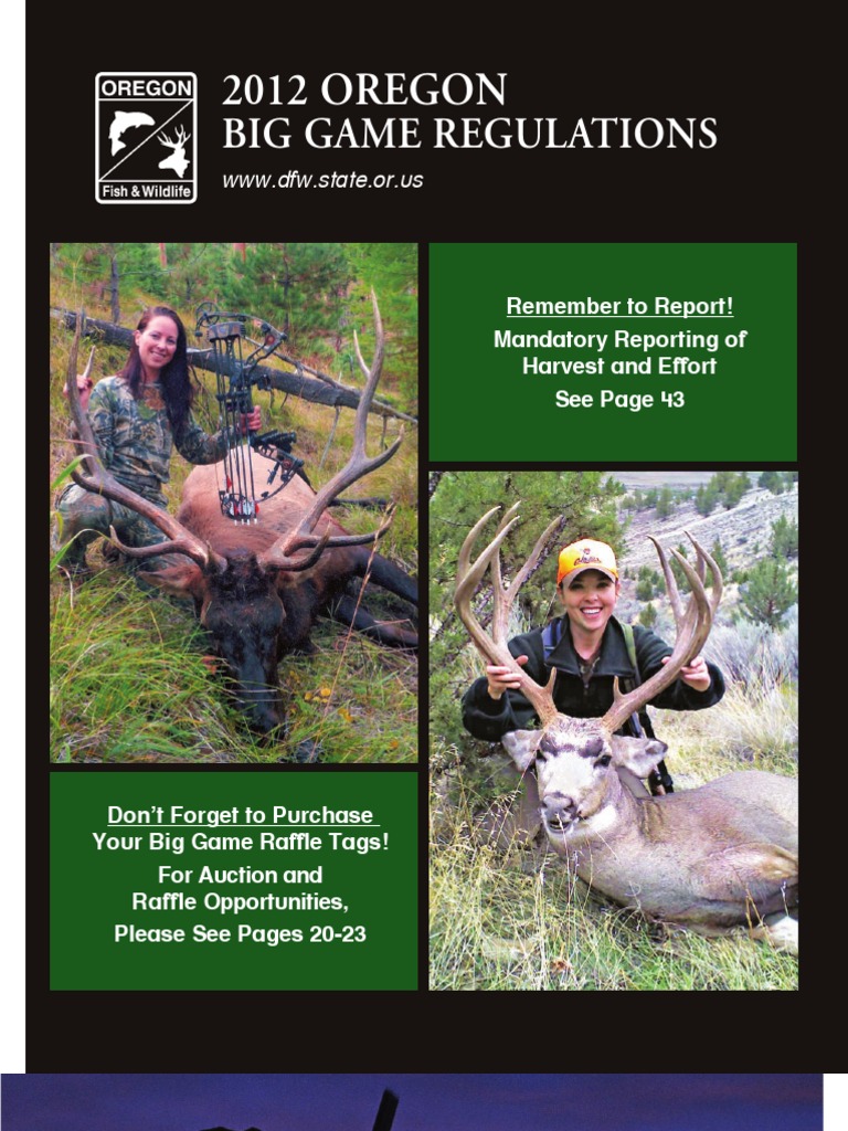 2012 OR Big Game Hunting Brochure PDF Hunting Big Game Hunting