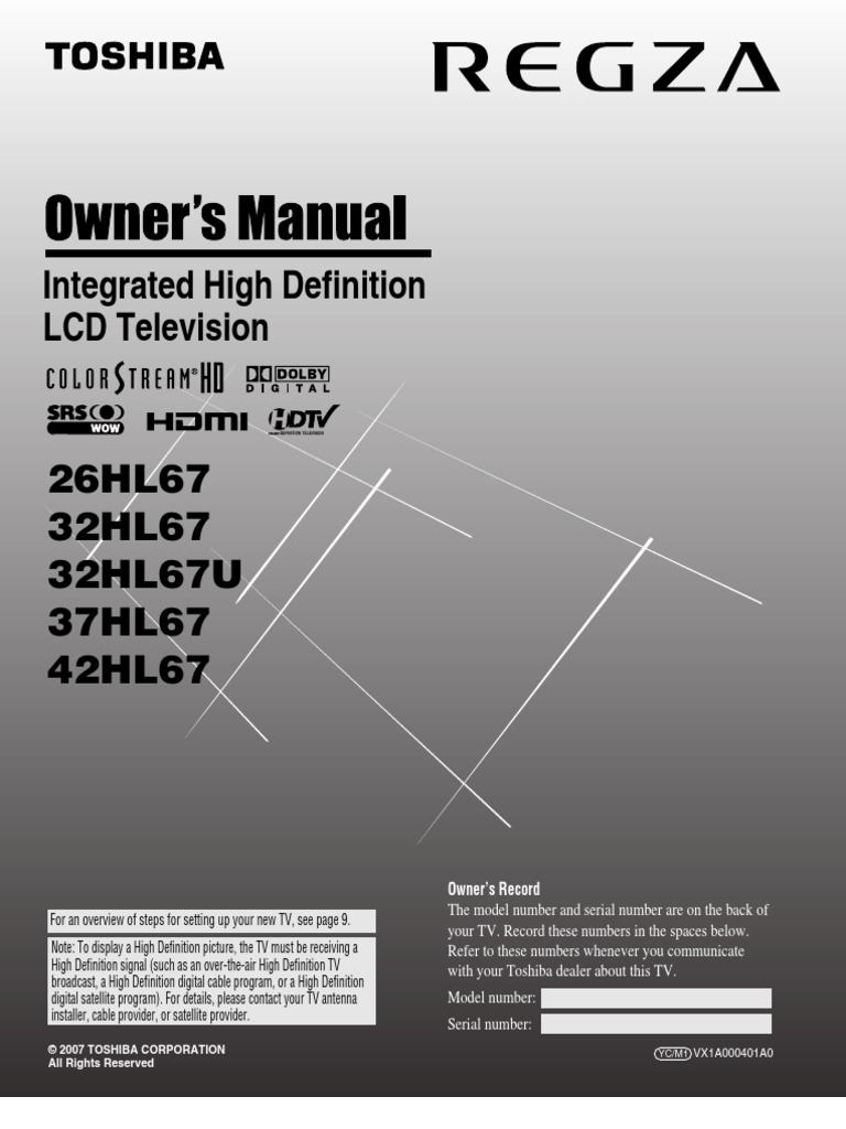 Toshiba TV Manual | PDF | Hdmi | Video