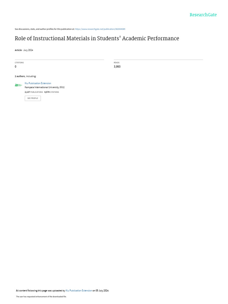 Impact of Instructional Materials on Performance | PDF | Learning ...