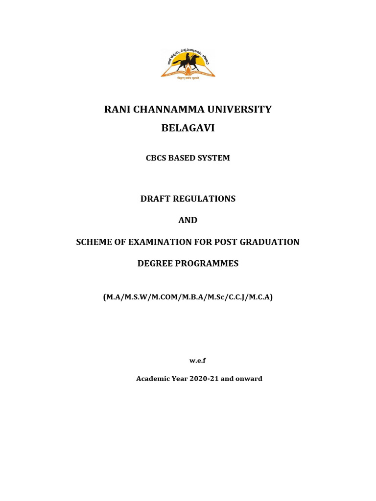 CBCS Regulations for PG Programs at RCU | PDF | Course Credit ...