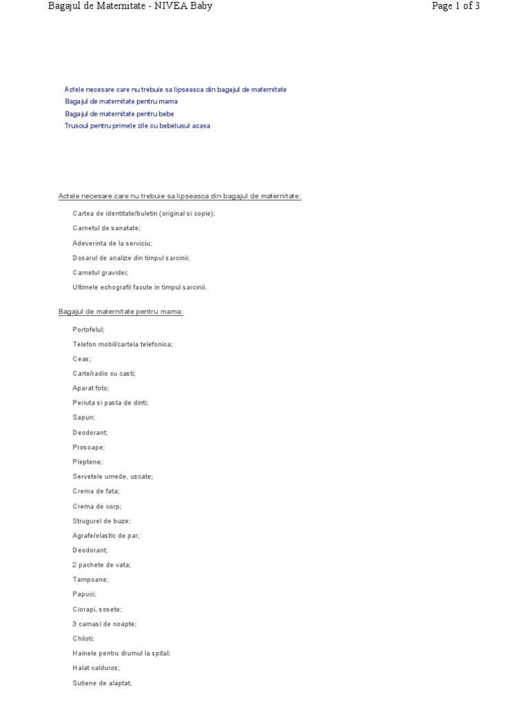 Bagaj De Maternitate Printeaza Pdf