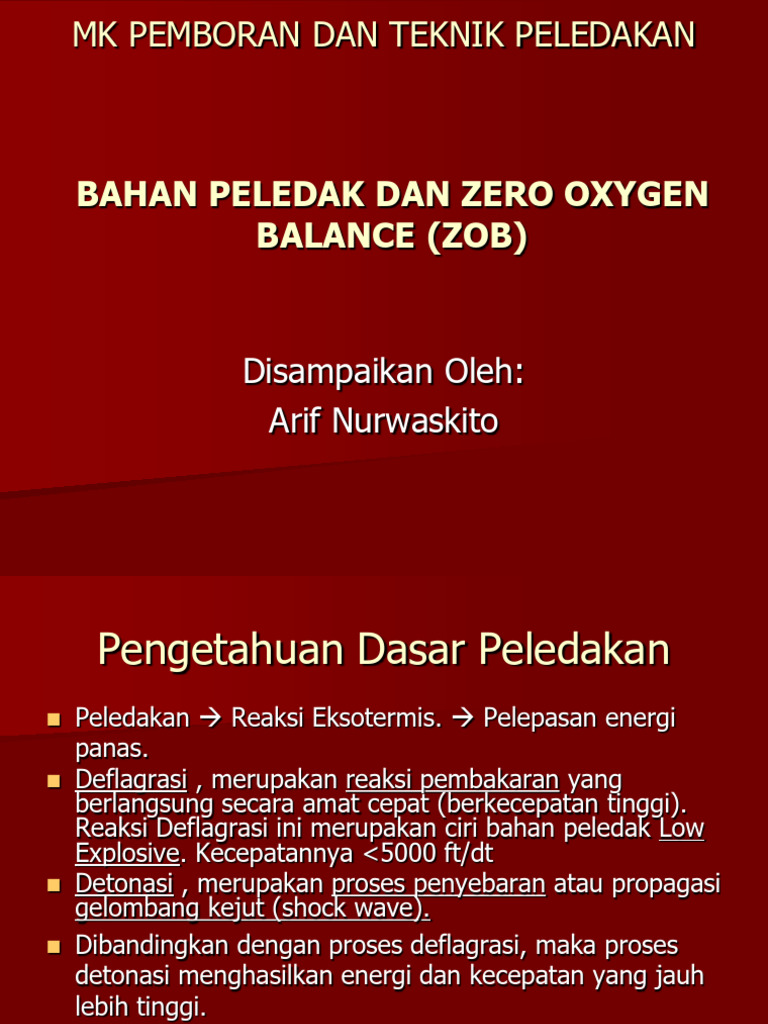 Bahan Peledak ANFO dan Zero Oxygen Balance | PDF