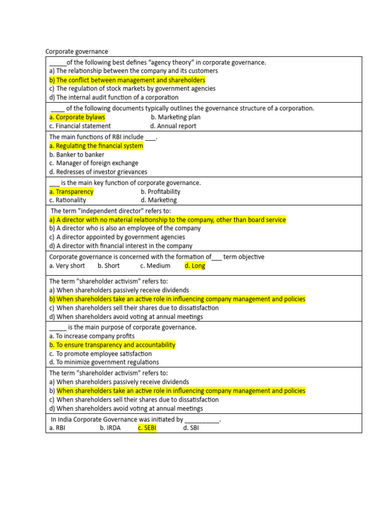 Understanding Corporate Governance Concepts | PDF | Corporate ...