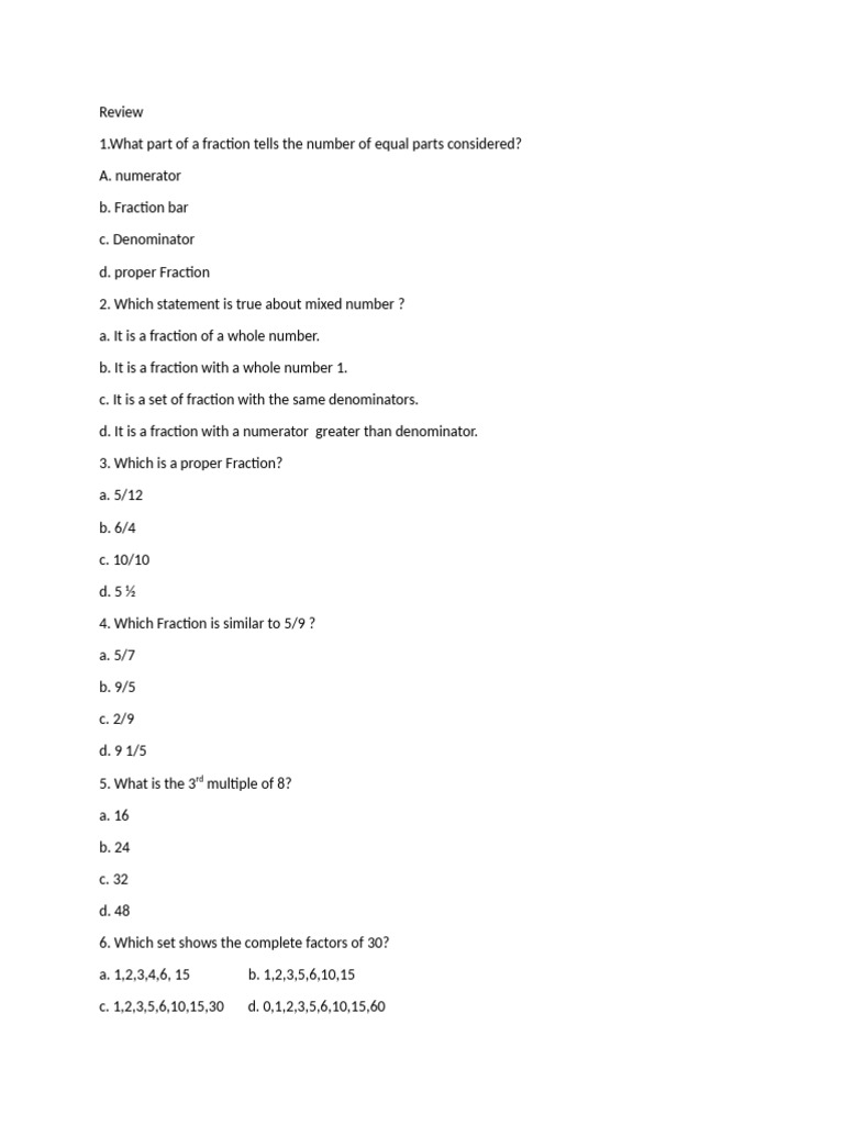 Understanding Fractions and Their Types | PDF | Odds | Mathematical ...