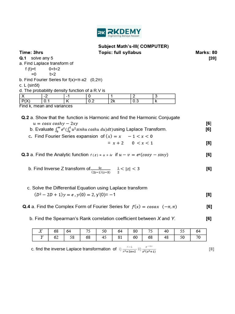 Maths 3 full syllabus pdf fourier transform fourier analysis