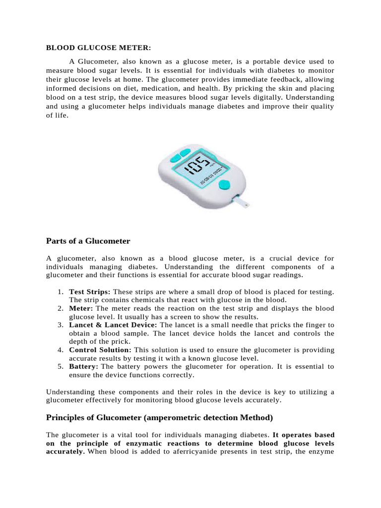 BLOOD GLUCOSE METER | PDF