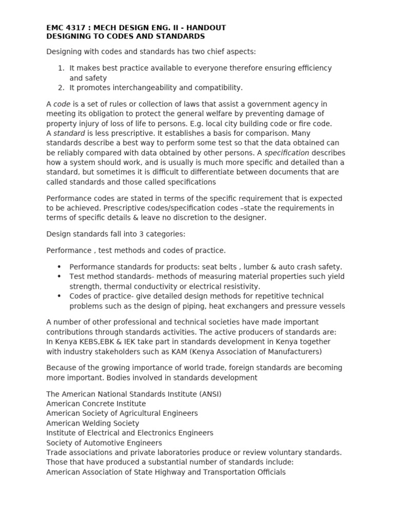 CODES & STANDARDS | PDF | Standardization | Safety