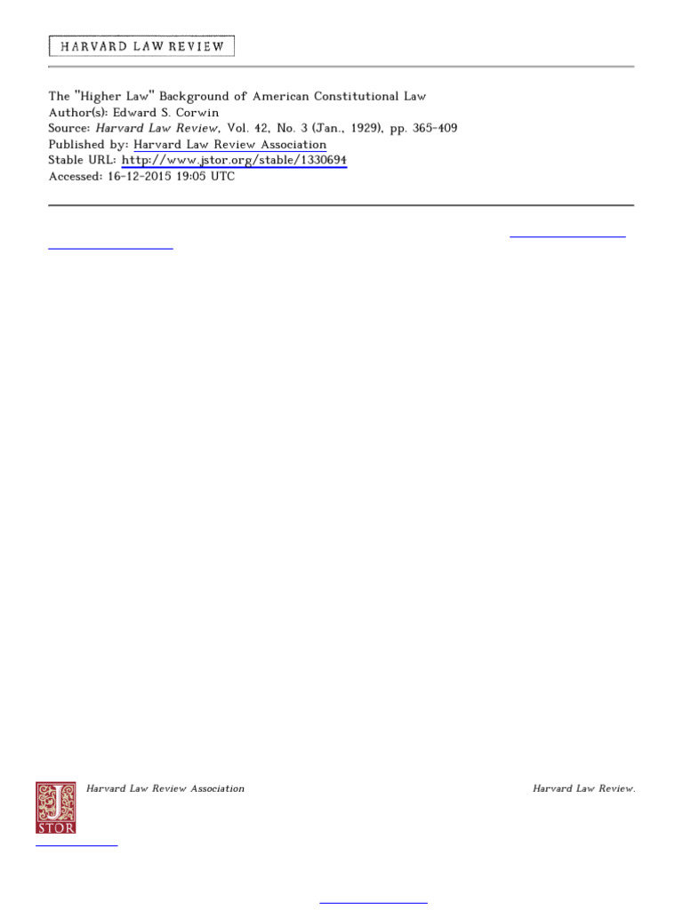 Higher Law in American Constitutional Law | PDF | Common Law | Natural Law