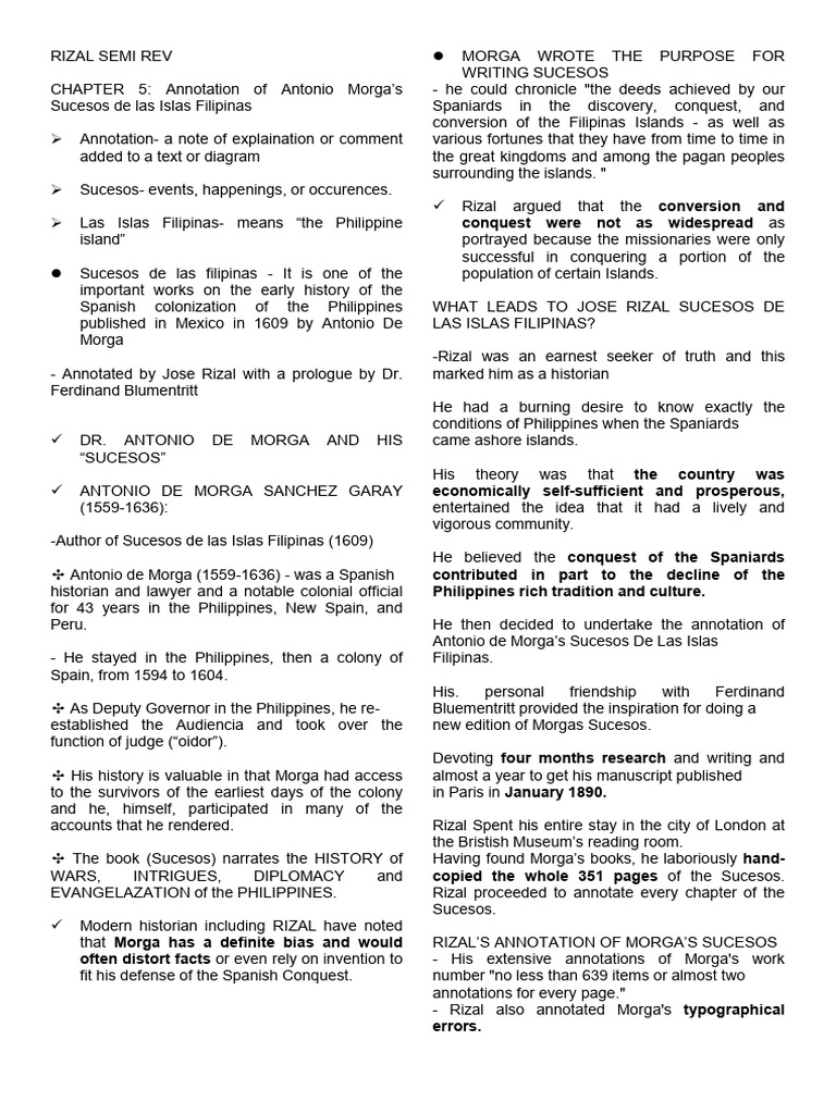 Rizal's Annotations on Morga's History | PDF