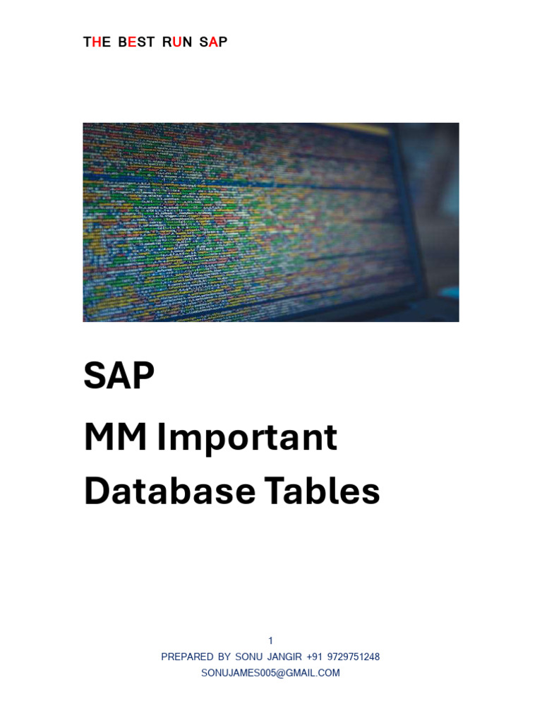 SAP MM DB TABLES | PDF