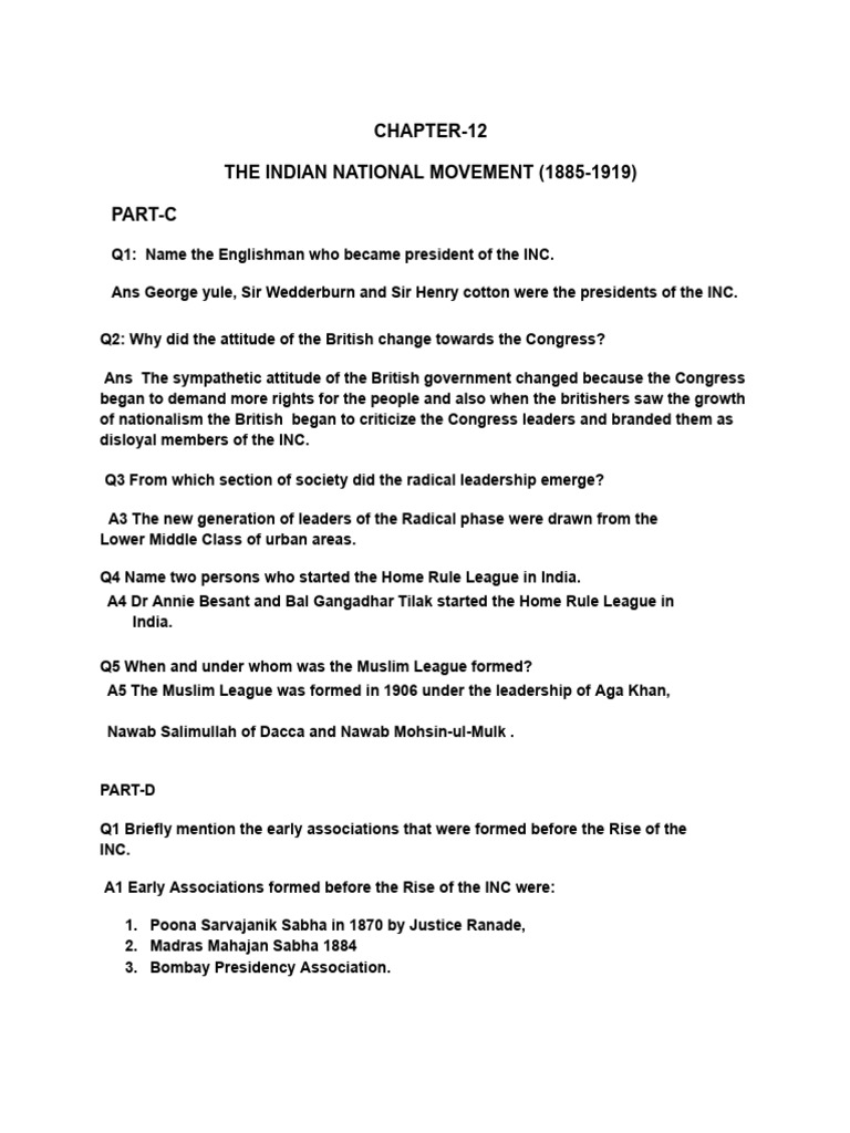 Indian National Movement: 1885-1919 Overview | PDF | British Raj ...