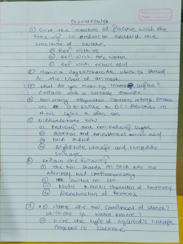 Biomolecules Questions Pdf