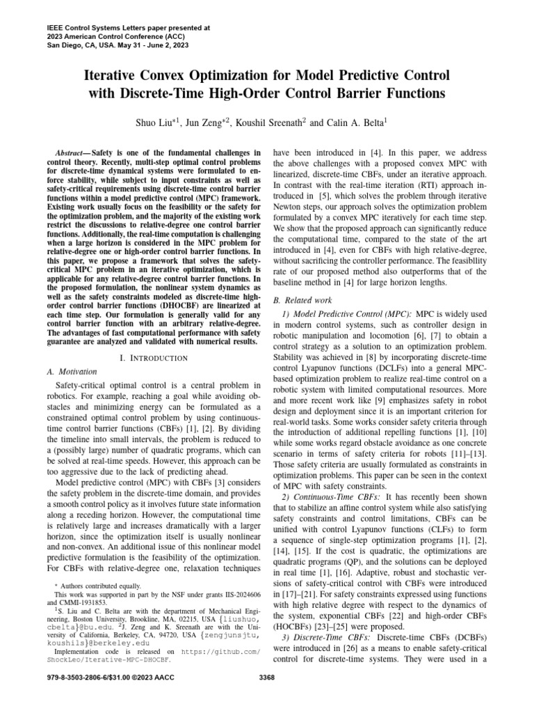 Iterative MPC with High-Order CBFs | PDF | Mathematical Optimization ...
