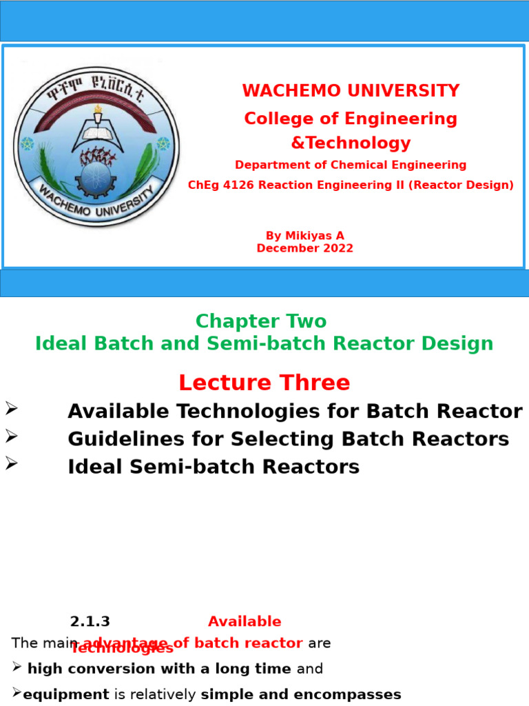 Batch and Semi-Batch Reactor Design | PDF | Chemical Reactor | Chemical ...