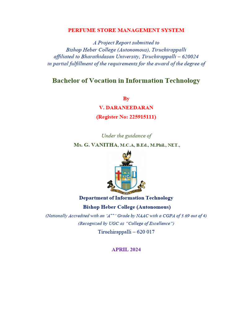 Perfume Store Management System Report | PDF | Software Testing | Data ...