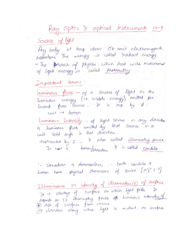 Chap-9 Ray Optics and Optical Instruments | PDF